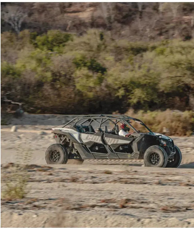 Can-Am UTV crossing a desert trail on the way to the East Cape, Los Cabos