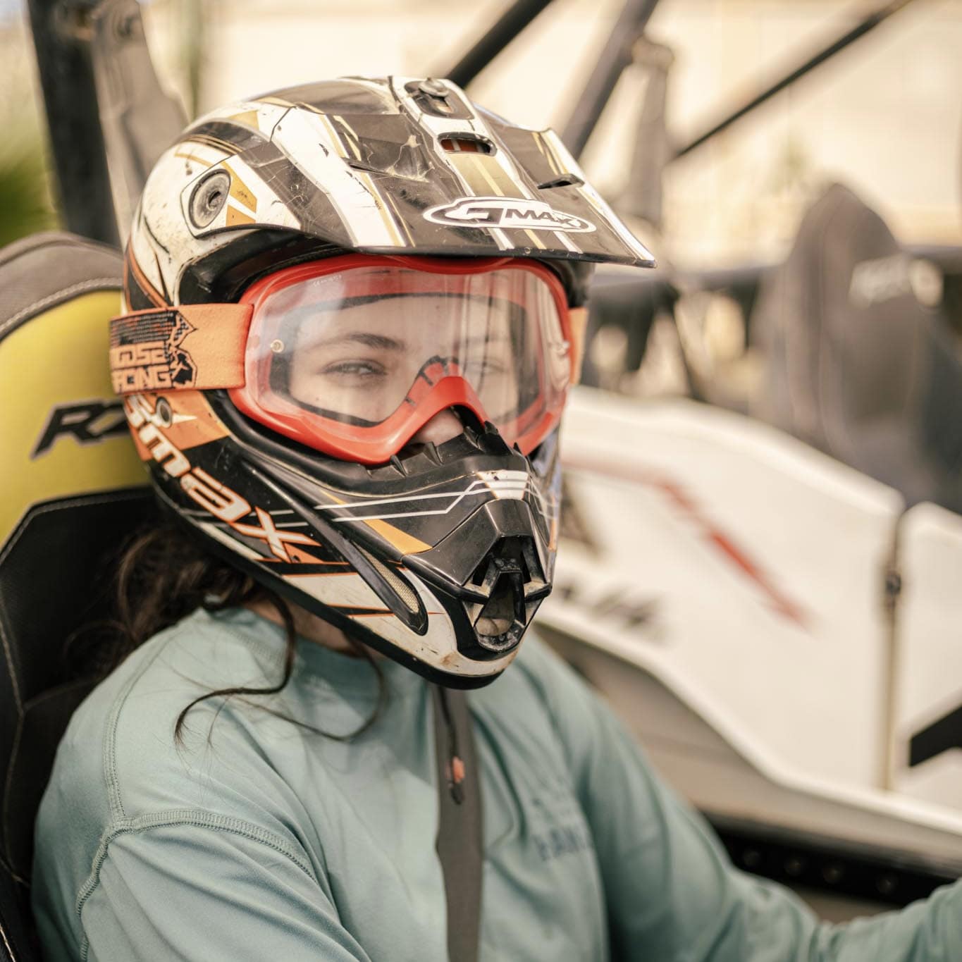 Woman with UTV helmet on a UTV Tour